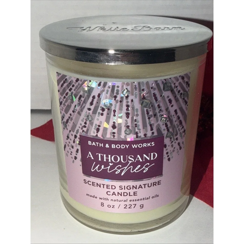Bath & Body Works A Thousand Wishes Scented Single Wick Candle 8oz White Barn